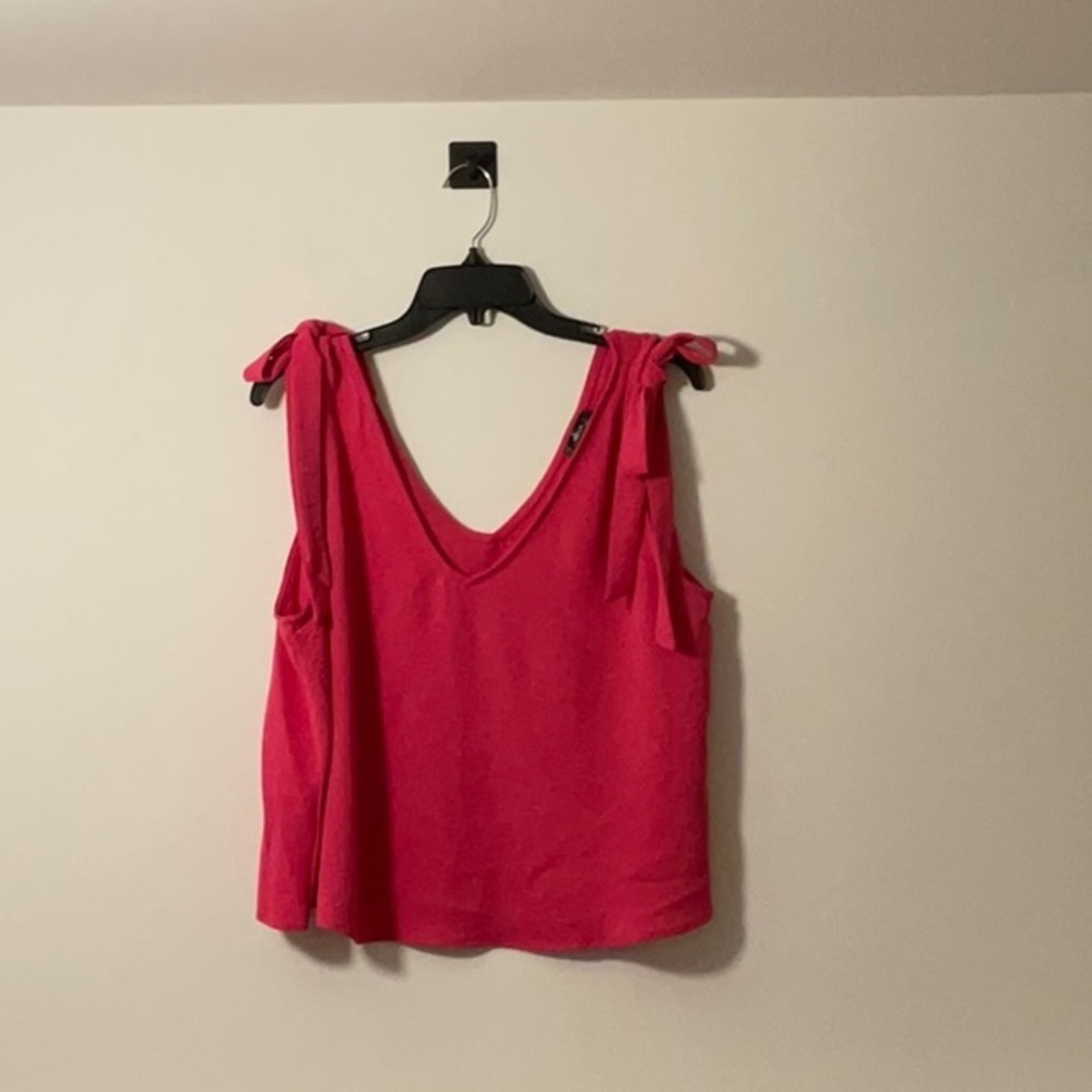 Aqua Pink Sleeveless Tie Front Tank Top